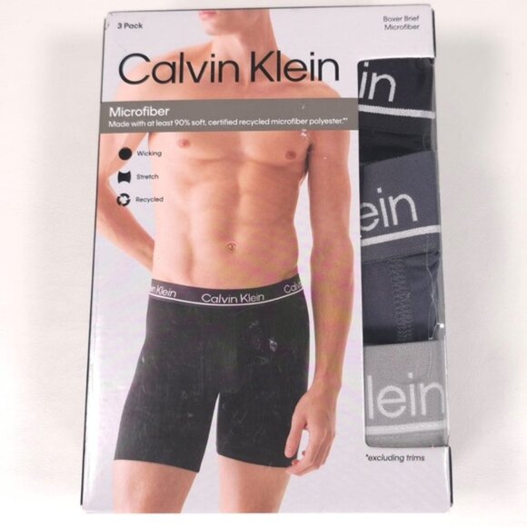Calvin Klein 3 Pack Boxer Brief LARGE & XL Microfiber Wicking Stretch - Picture 1 of 6